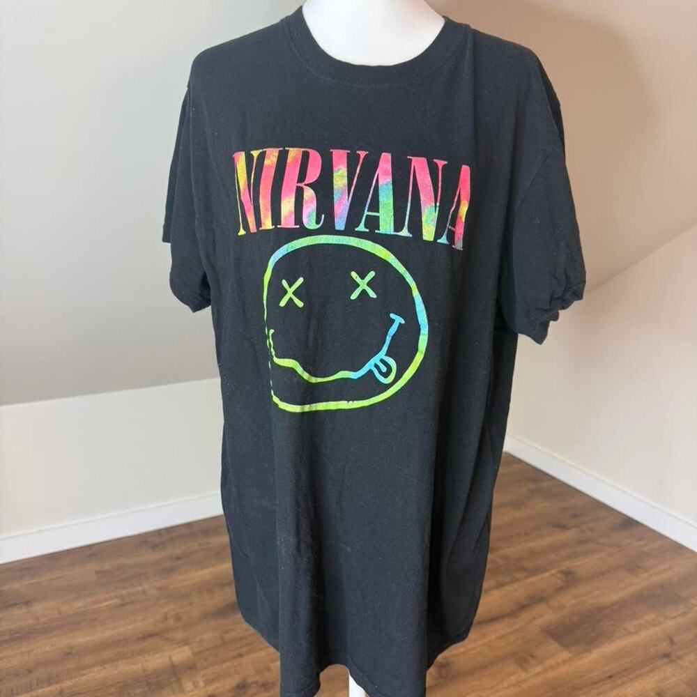 Vintage Nirvana‎ black band tee with multi-coloured graphic